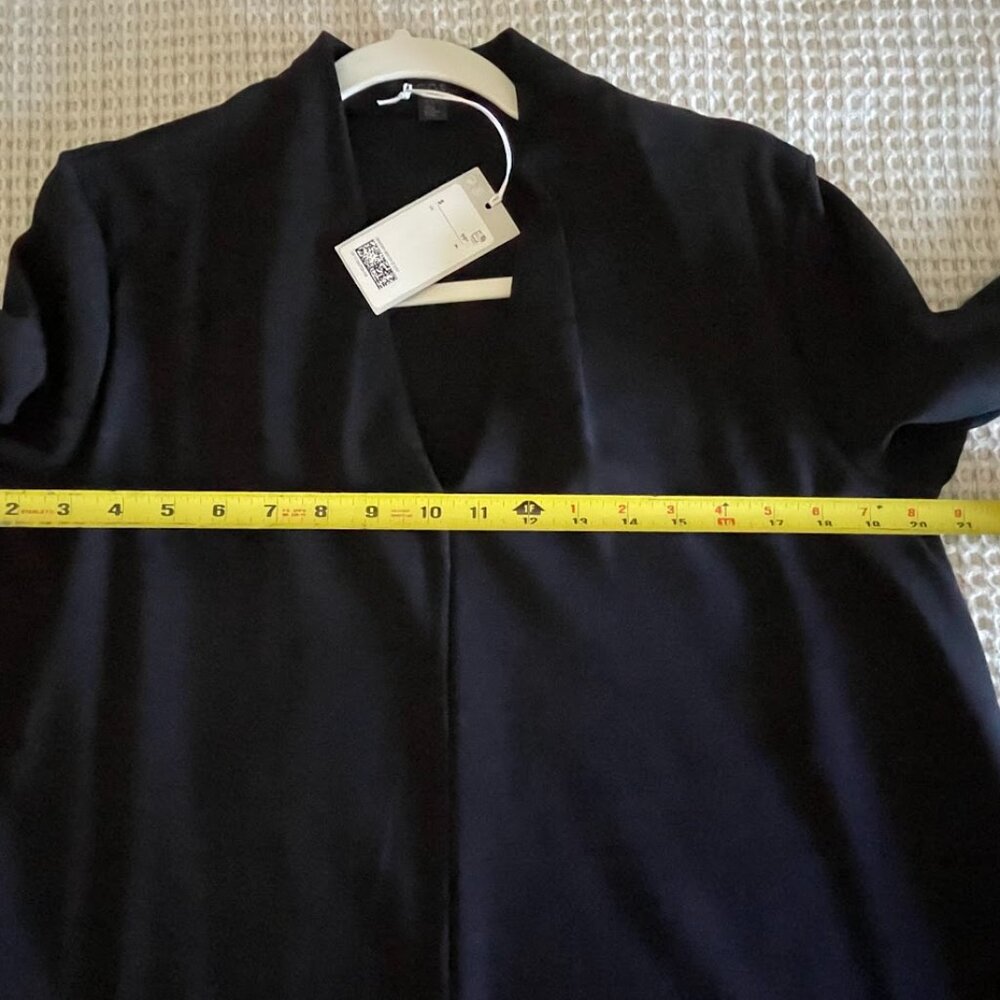COS Black A-line V-neck Minimalist Lyocell Dress Euro Size M - Picture 6 of 8